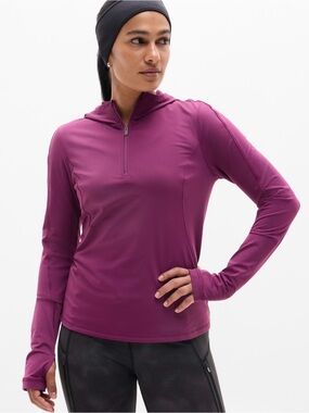 NWT Athleta Summit Half Zip Plum Hoodie Sz Small (#771747)